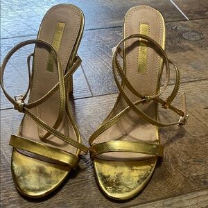 Liliana Gold Strappy Heels Women’s Size 6.5